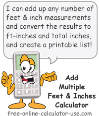 Add Multiple Feet and Inches Calculator Sign