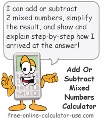 Add/Subtract Mixed Numbers Calculator Sign