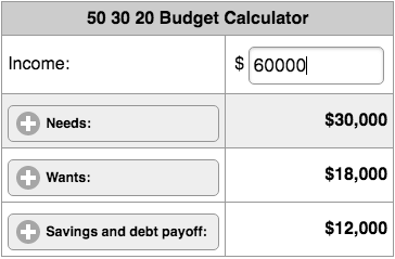 Image of 50 30 20 Budget Calculator.