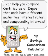 CD Savings Comparison Calculator Sign