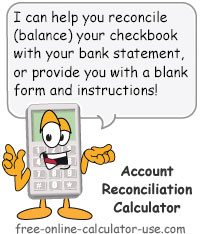 Checking Account Reconciliation Calculator Sign