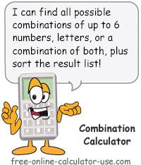 Letter or Number Combination Calculator with Sorting