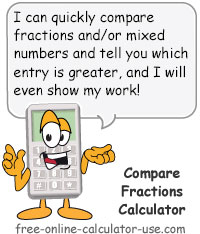 Compare Fractions Calculator Sign