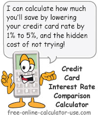 Credit Card Interest Rate Comparison Calculator Sign