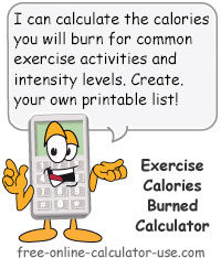 Exercise Calorie Burn Calculator Sign