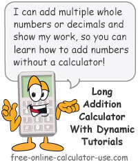 Long Addition Calculator Sign