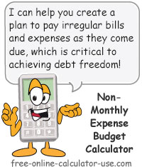 Non-Monthly Bills Budget Calculator Sign