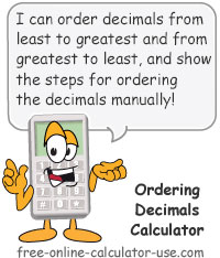 Ordering Decimals Calculator Sign