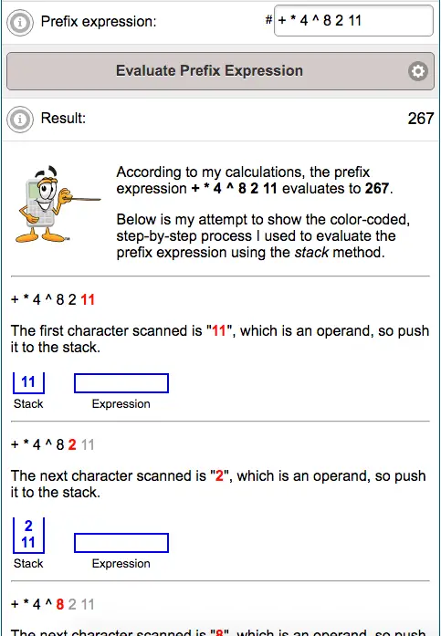Example results from Prefix Evaluator.