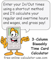 Time Sheet Calculator: Biweekly: 3-Column Sign