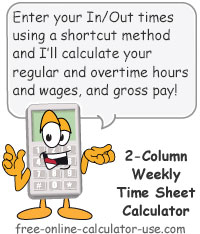 Time Sheet Calculator: Weekly: 2-Column Sign