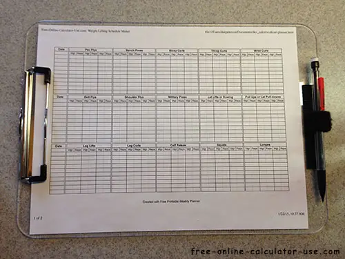 Online Workout Chart