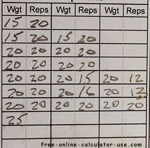 Example of log sheet for one exercise.
